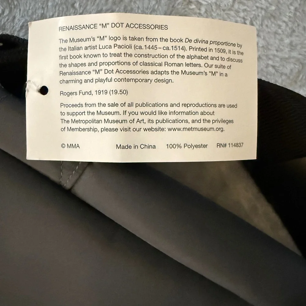 The Metropolitan Museum of Art Messenger Bag Gray‎ Renaissance M Dot NEW